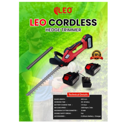 leo battery hedge trimmer website